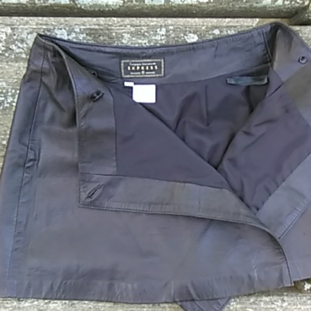 Black REAL Leather Mini Skirt by Express EUC soft